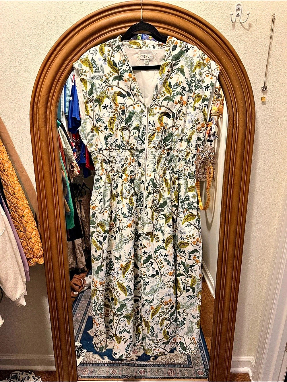 She + Sky Floral Maxi Dress in White & Green Size XL